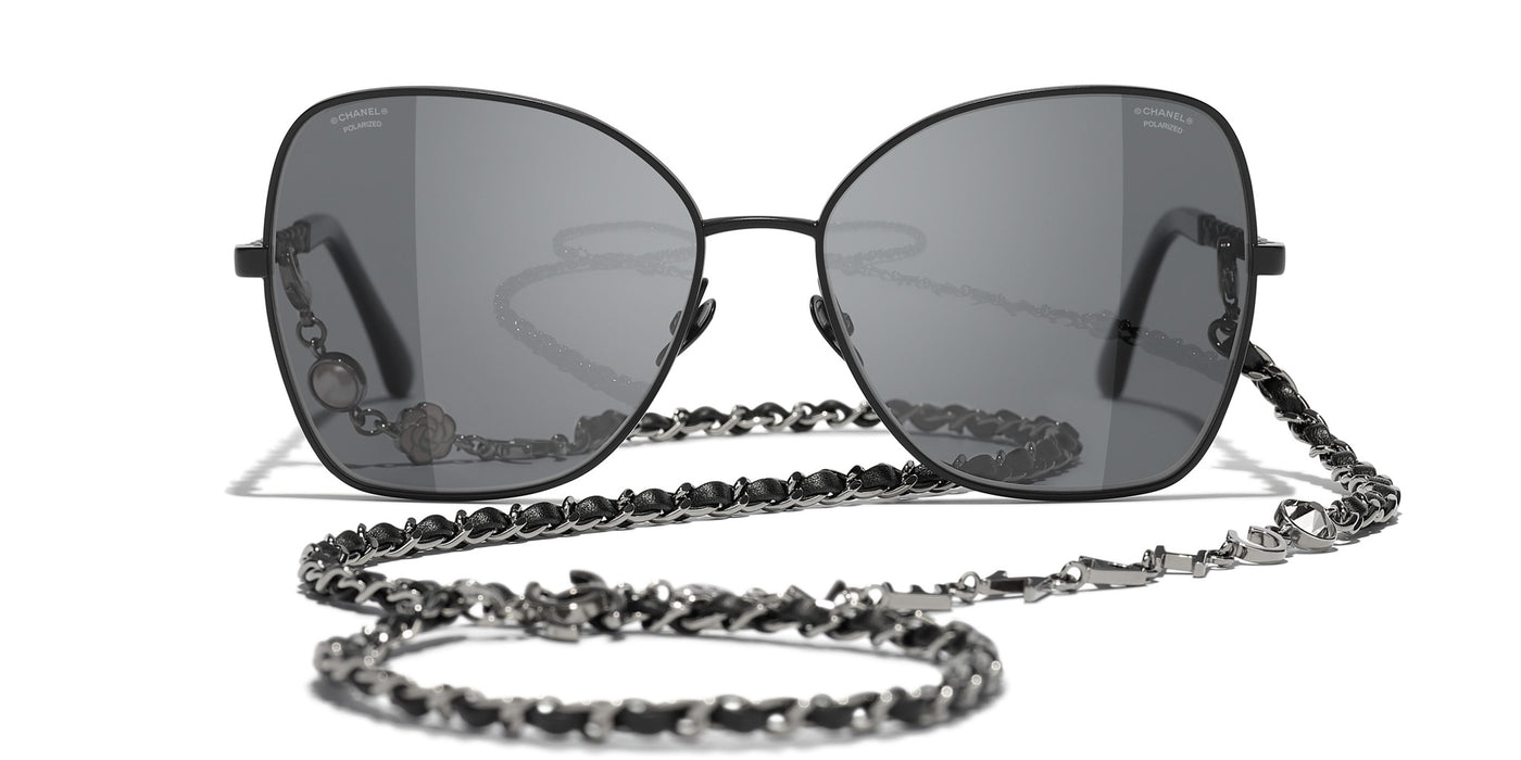 CHANEL 4274Q Butterfly Metal & Calfskin Sunglasses