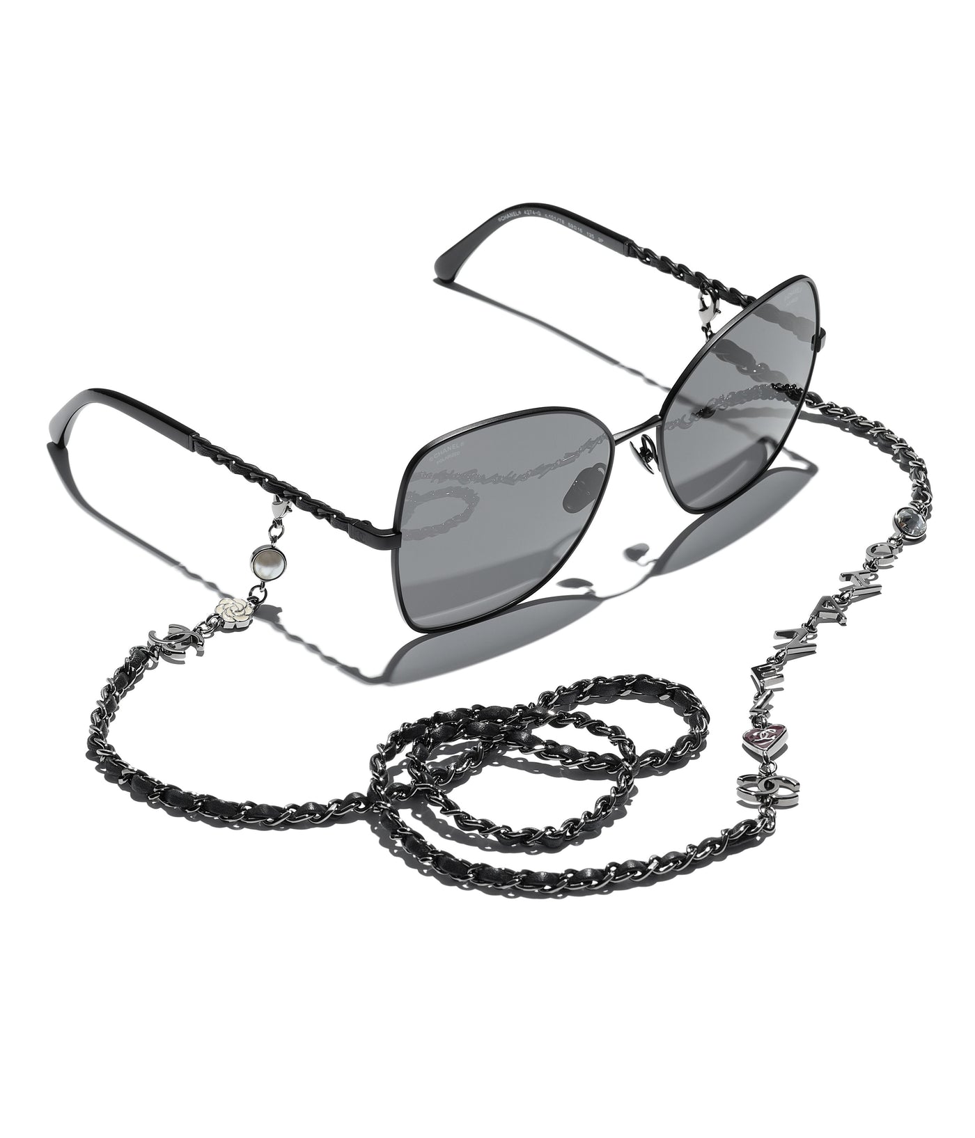 CHANEL 4274Q Butterfly Metal & Calfskin Sunglasses