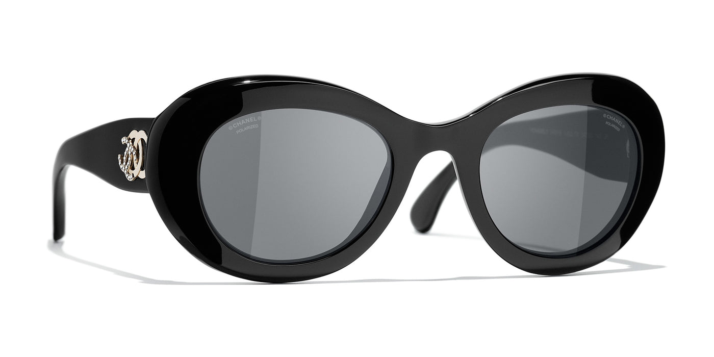 Chanel - Oval Sunglasses - Black Gray - Chanel Eyewear - Avvenice