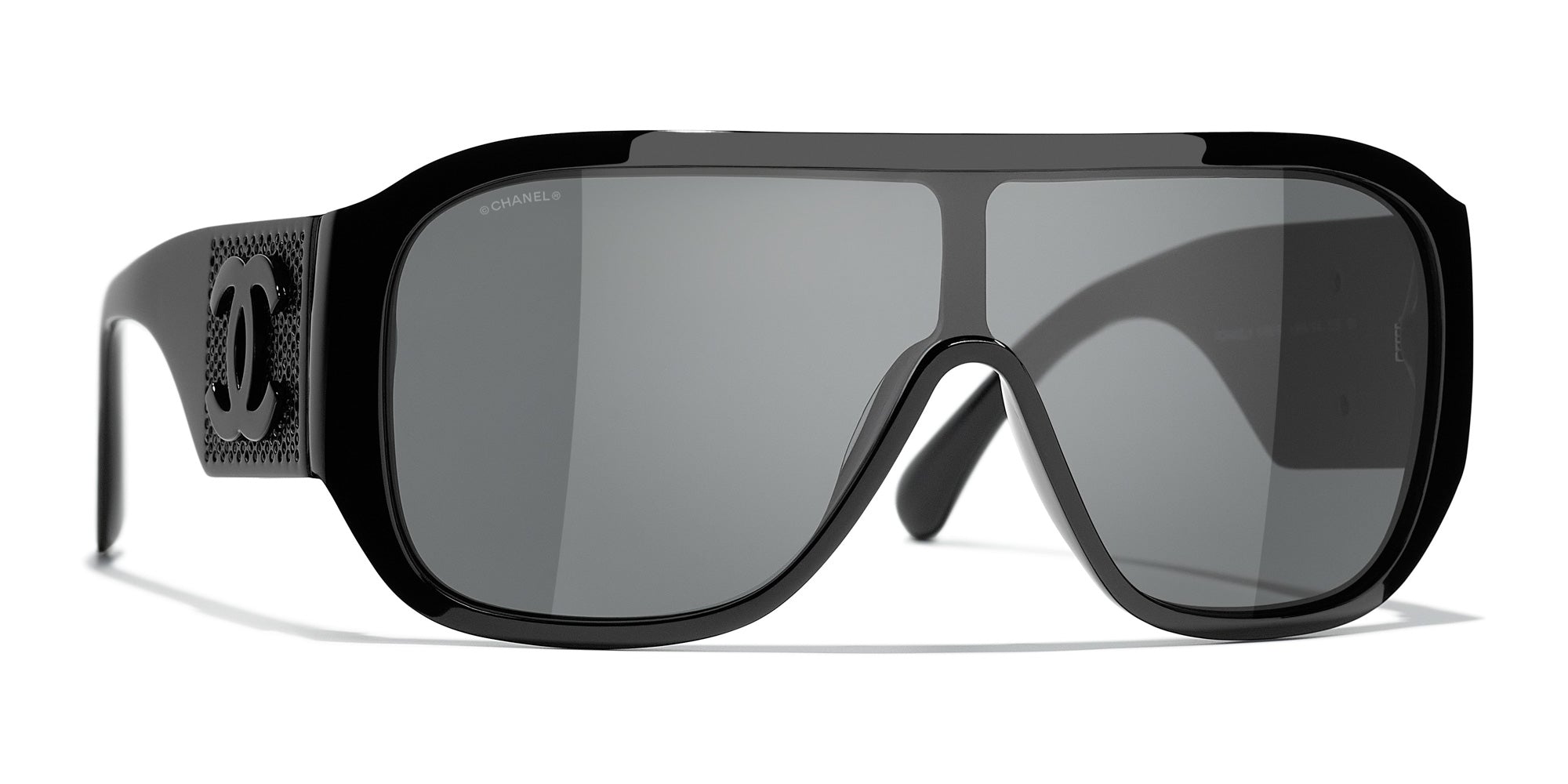 Chanel Brown Rimless CC Logo Shield Sunglasses-4125 - Yoogi's Closet