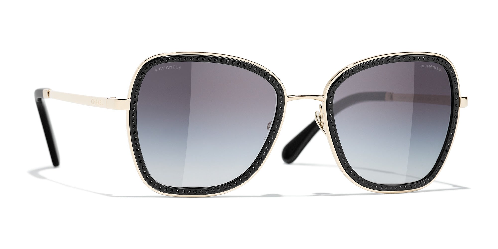CHANEL, Accessories, Auth Chanel Square Blackwhite Frame Logo Sunglasses