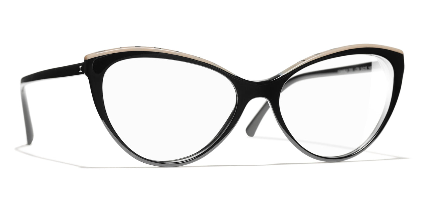Pre-owned Chanel Womens Brown Ch3436 Cat-eye Frame Optical Acetate Glasses