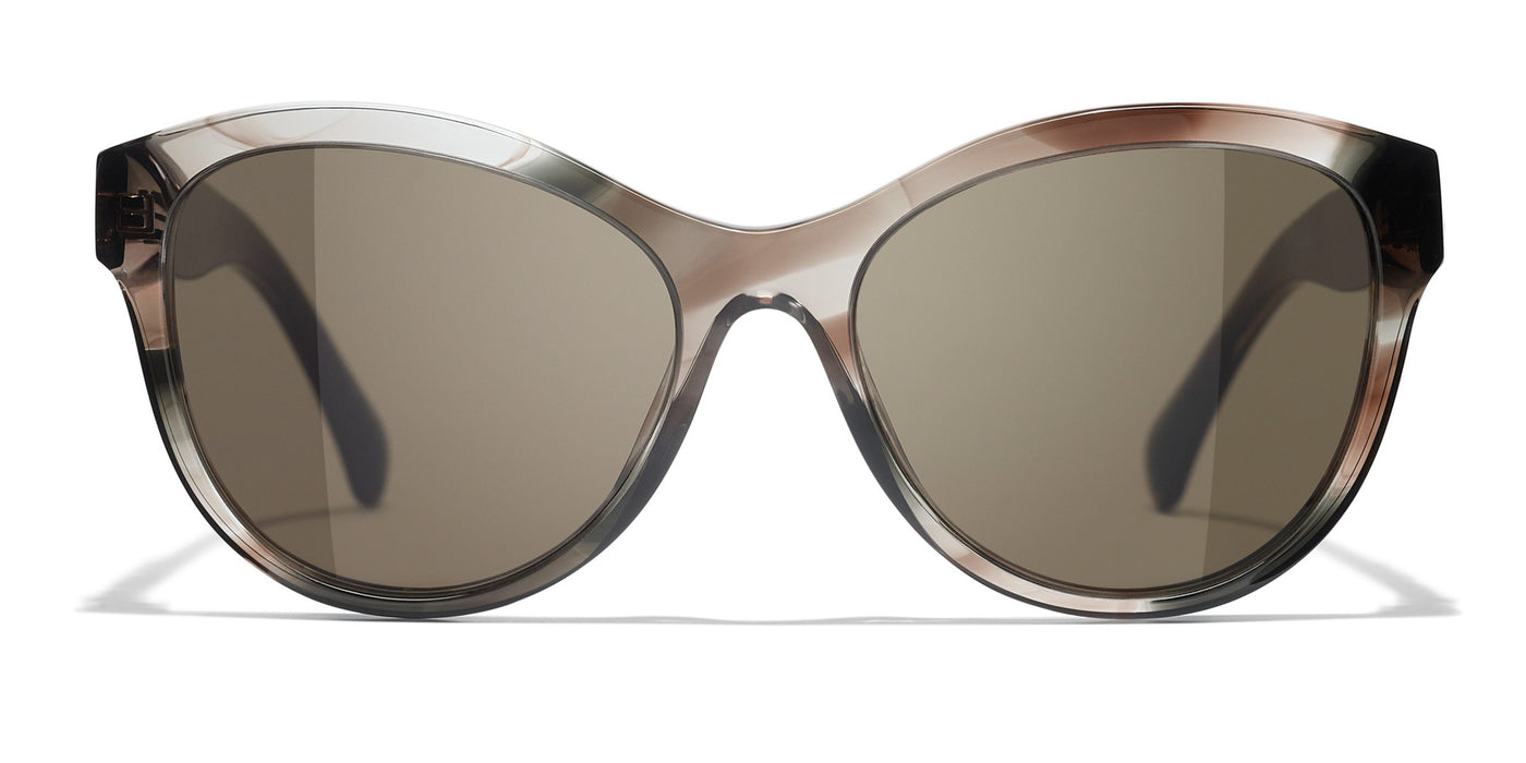 Chanel - Oval Sunglasses - Black Beige Brown - Chanel Eyewear