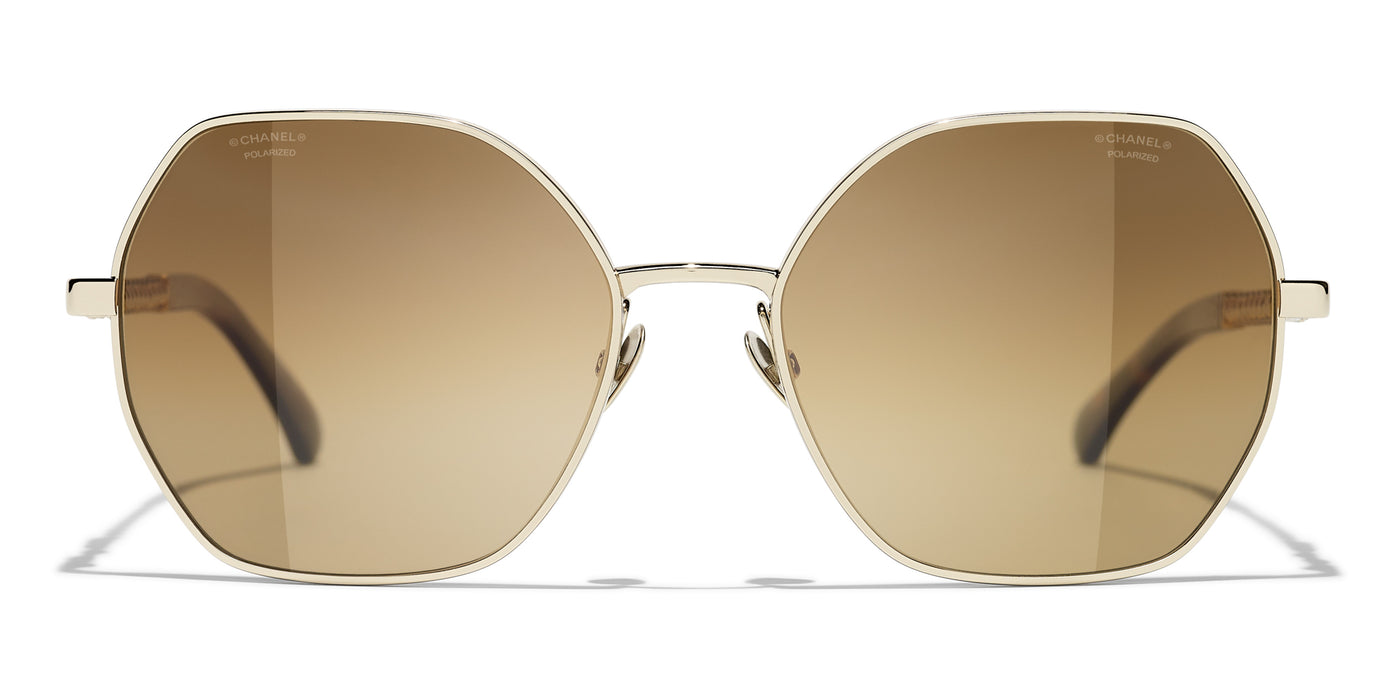 Chanel 4281QH 140 56 17 Polarized Brown Gradient Lenses Metal & Imitation Pearls Gold & Dark Havana C422/M2