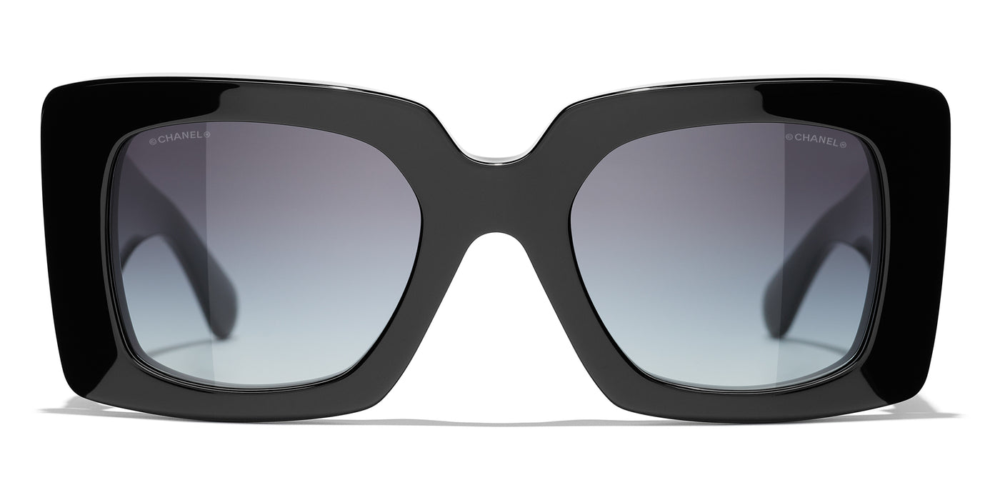 Chanel - Square Sunglasses - Black Gold Gray Gradient - Chanel