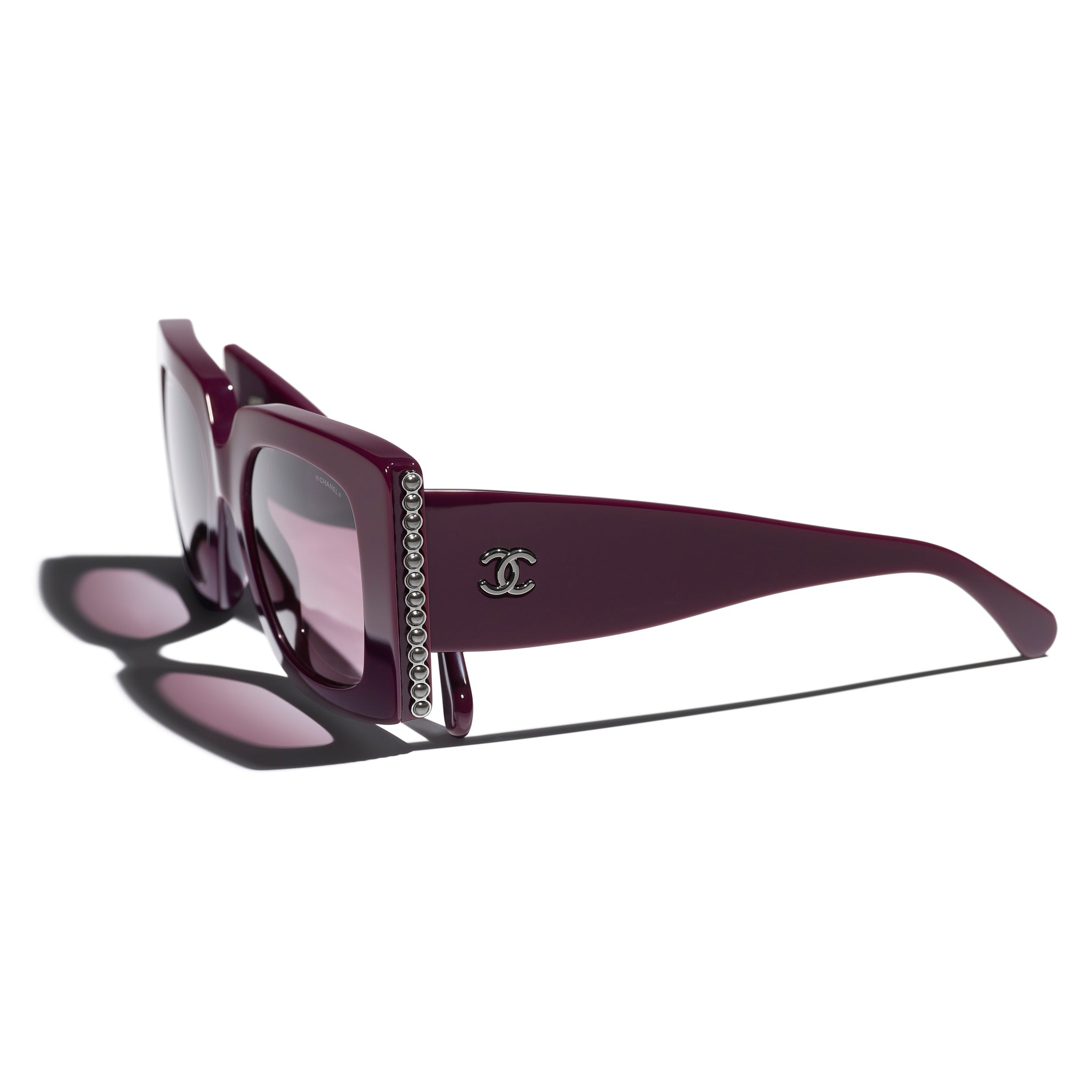 Sunglasses: Square Sunglasses, acetate & glass pearls — Fashion