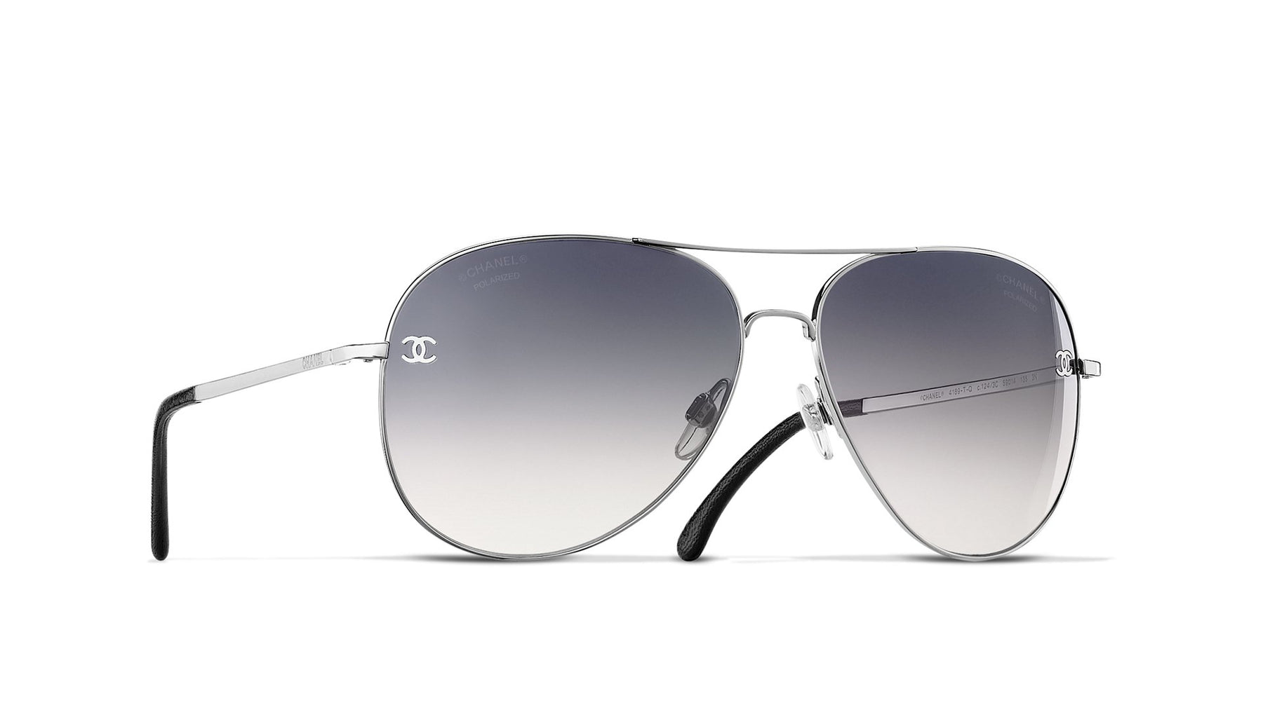 CHANEL 4189TQ Aviator Titanium & Calfskin Sunglasses