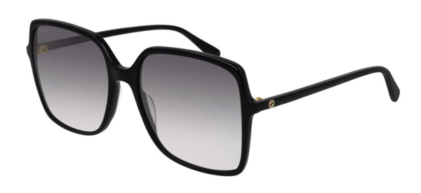 Gucci GG0544S 007 Sunglasses Shiny Black Square Frame, Grey Gradient Lenses Gucci Gucci Sunglasses GG0544S 007 Black Grey Gradient  main image 3