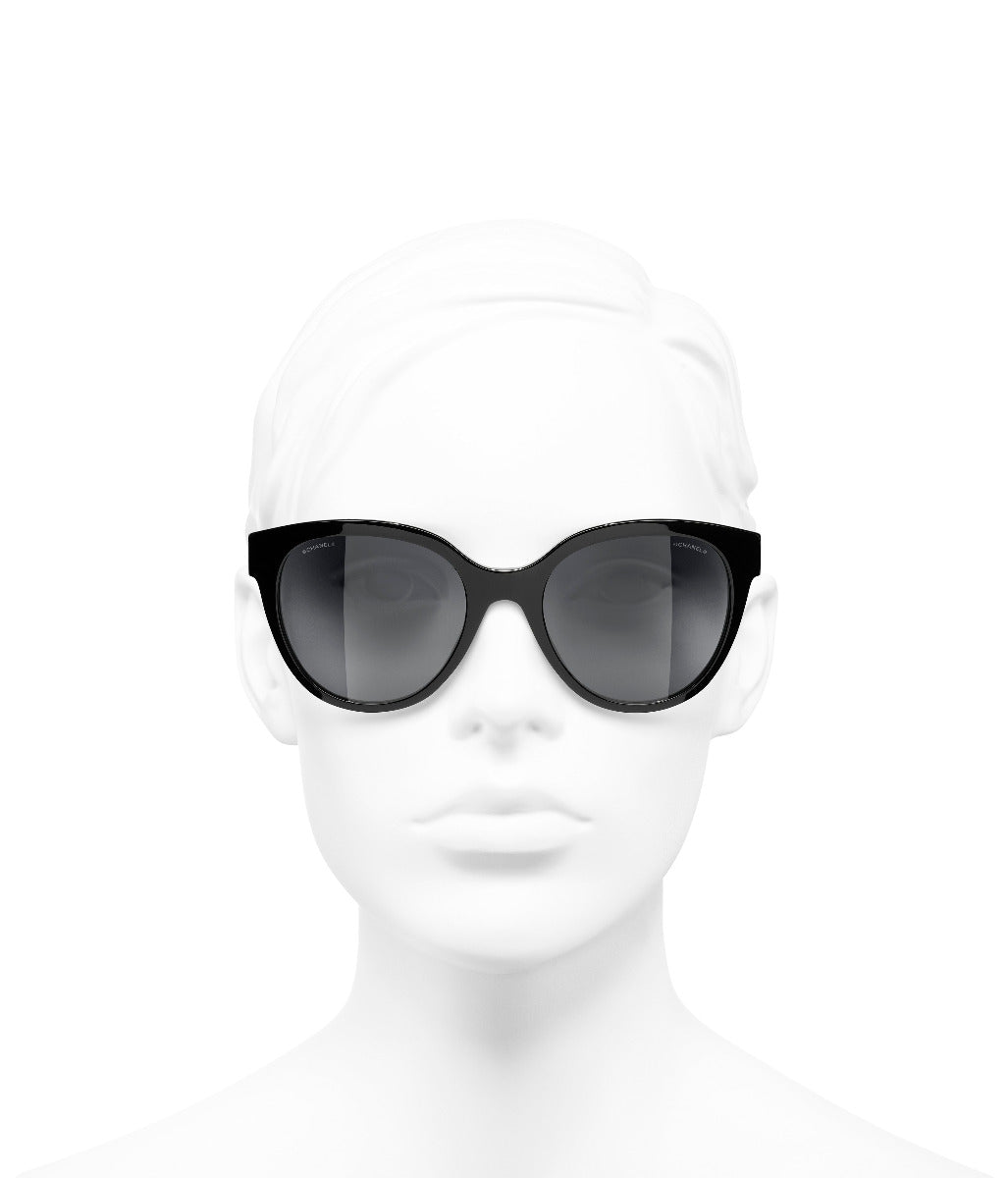 CHANEL Acetate Butterfly Sunglasses 5371 Black