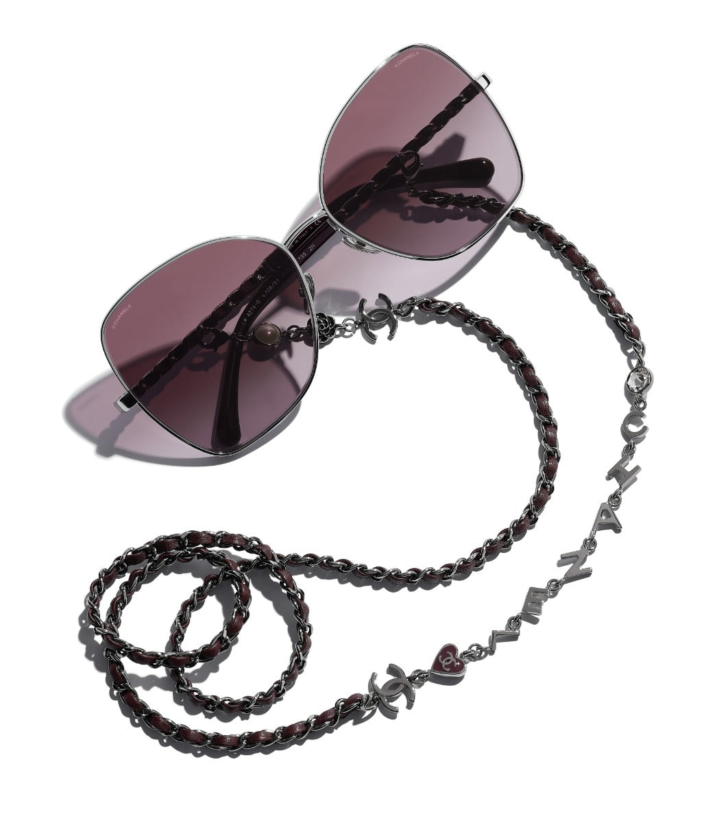 CHANEL 4274Q Butterfly Metal & Calfskin Sunglasses