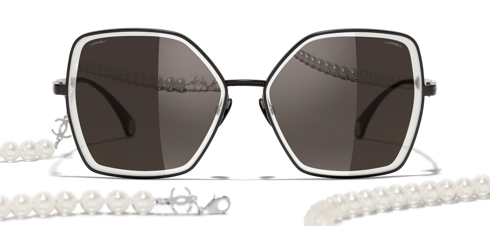 CHANEL Butterfly Removable Pearl Chain Sunglasses 4262 Brown