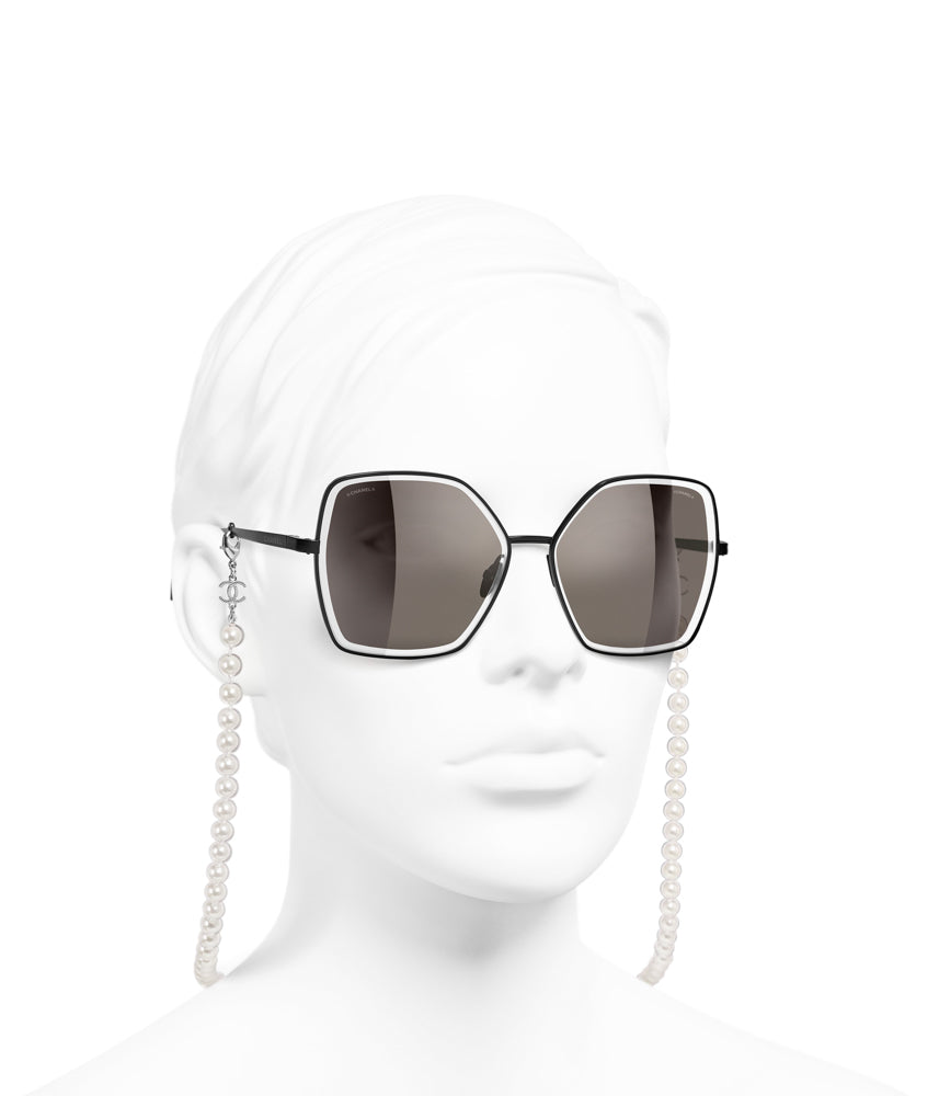CHANEL Square Sunglasses Metal, Resin & Glass Pearls, Gold & Beige -  A71365X06063L2915 - Sunglasses