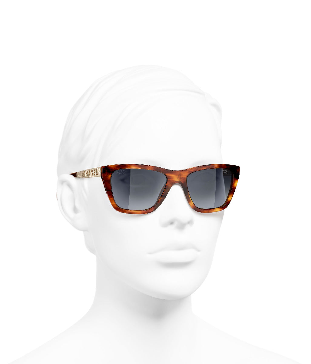 Sunglasses: Rectangle Sunglasses, acetate & tweed — Fashion