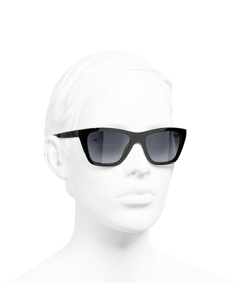Sunglasses: Rectangle Sunglasses, acetate & calfskin — Fashion | CHANEL