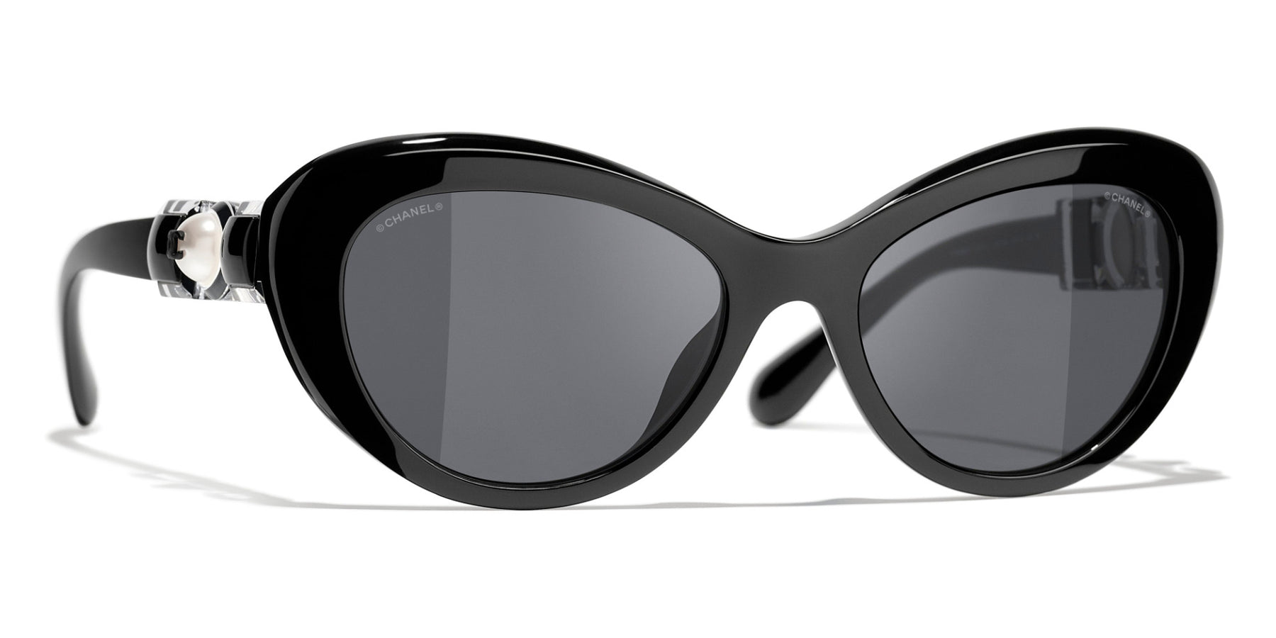 CHANEL 5443H Cat Eye Acetate & Glass Pearls Sunglasses