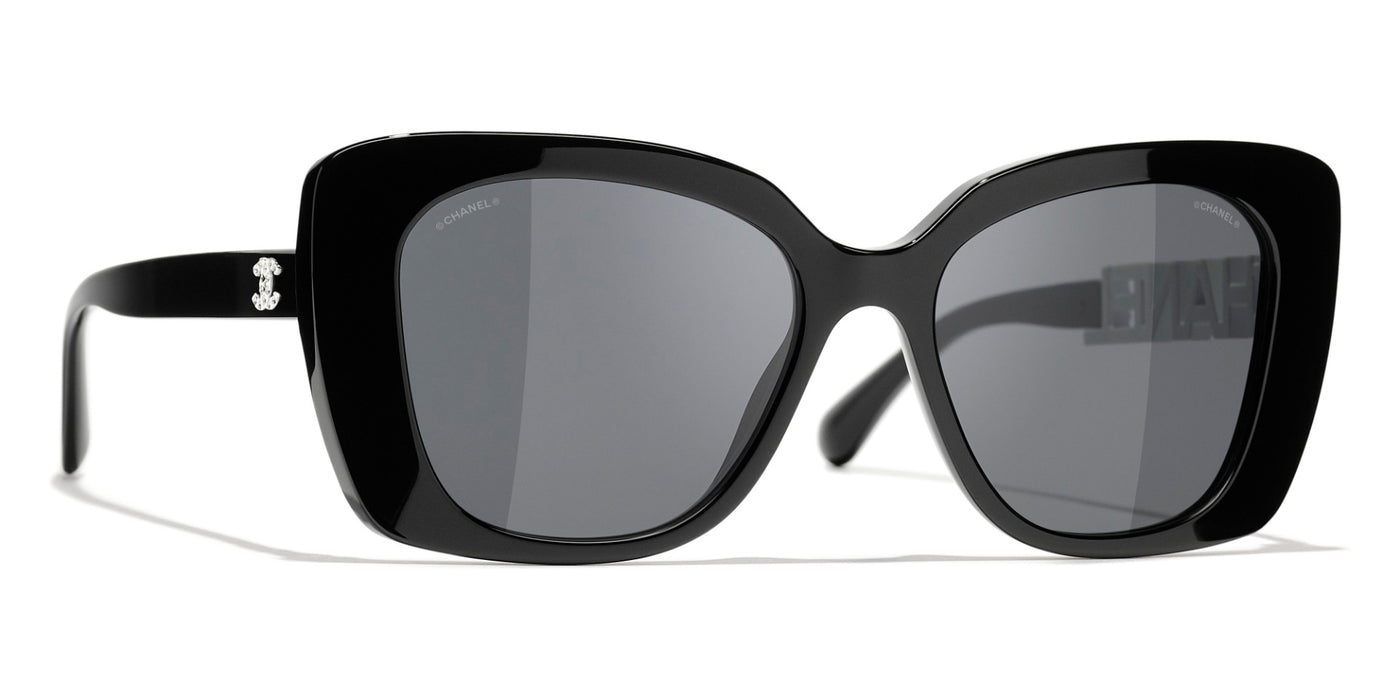 CHANEL Acetate Strass Square Sunglasses 5422-B-A Black White