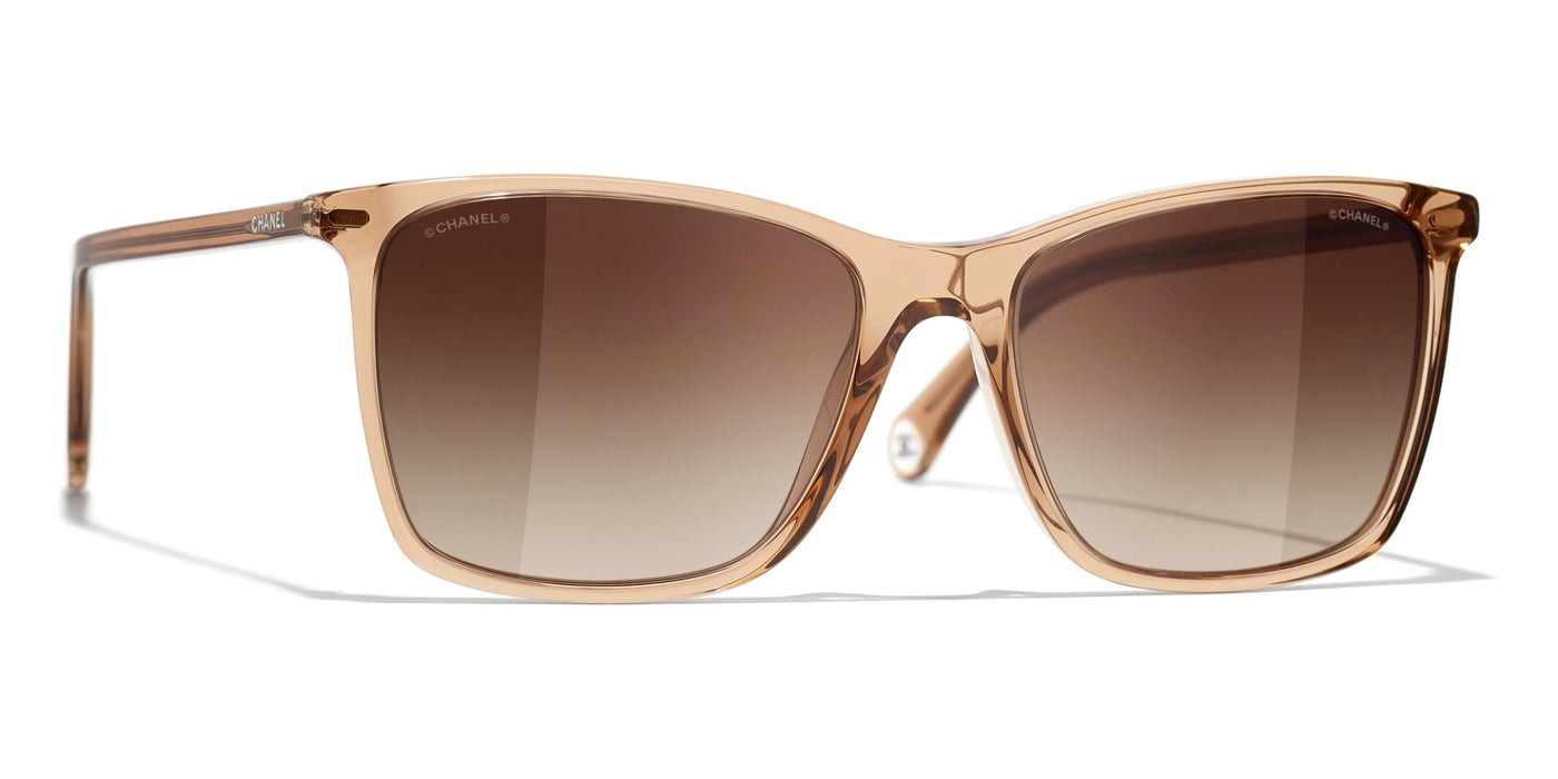 CHANEL Square Rimless Sunglasses 4017 C.124/77 Pink Gradient Silver CC Logo  Auth