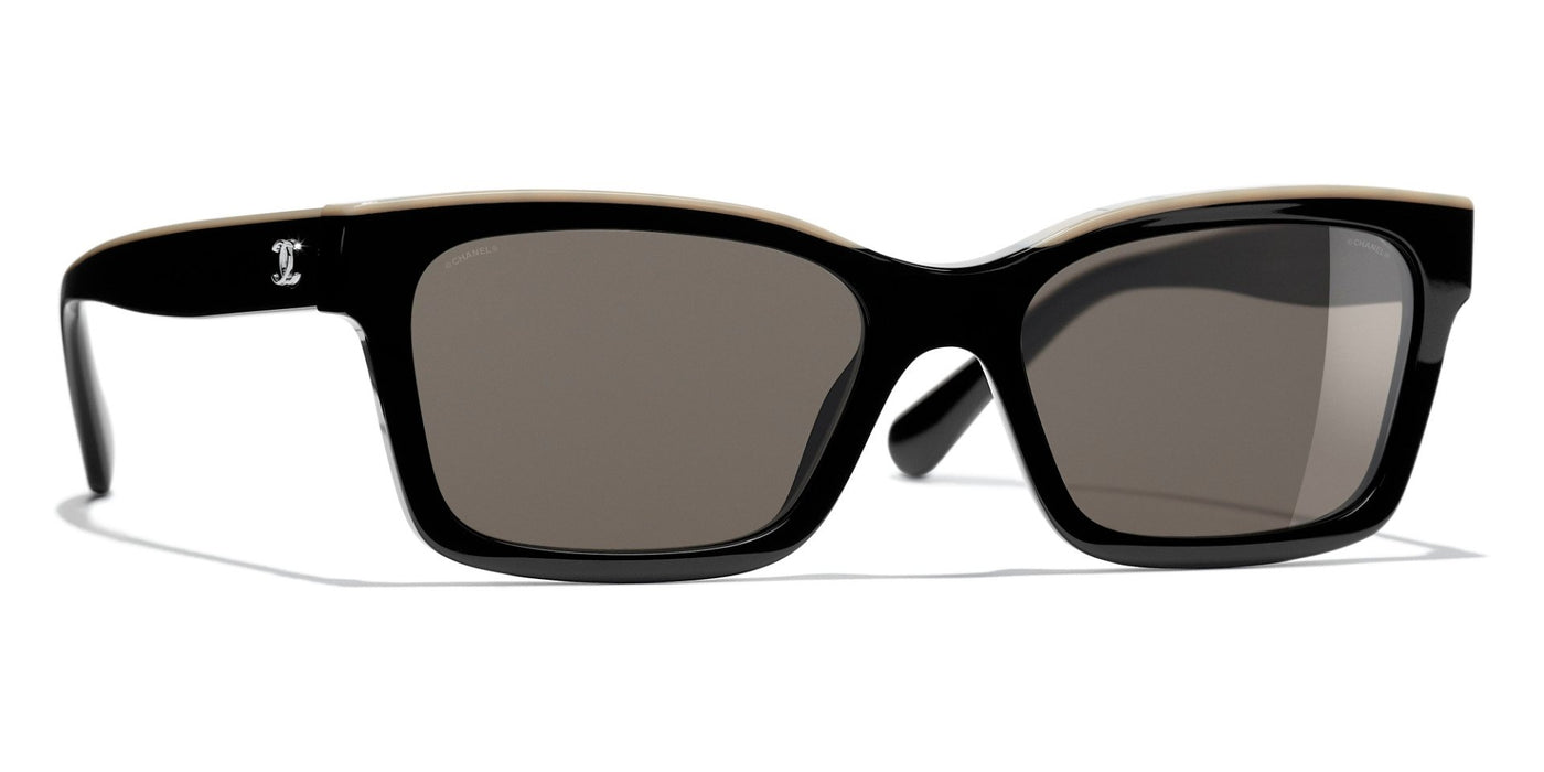 Chanel Oval Sunglasses CH5414 Black/Beige - ShopStyle