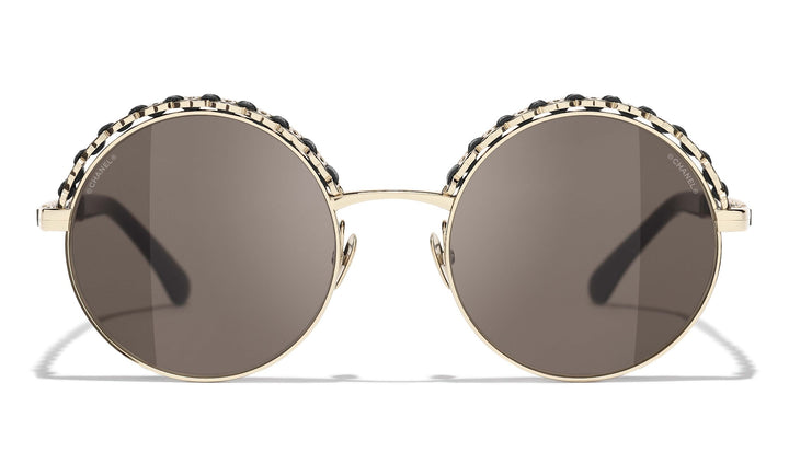 CHANEL 4265Q Round Metal & Calfskin Sunglasses | Fashion Eyewear US