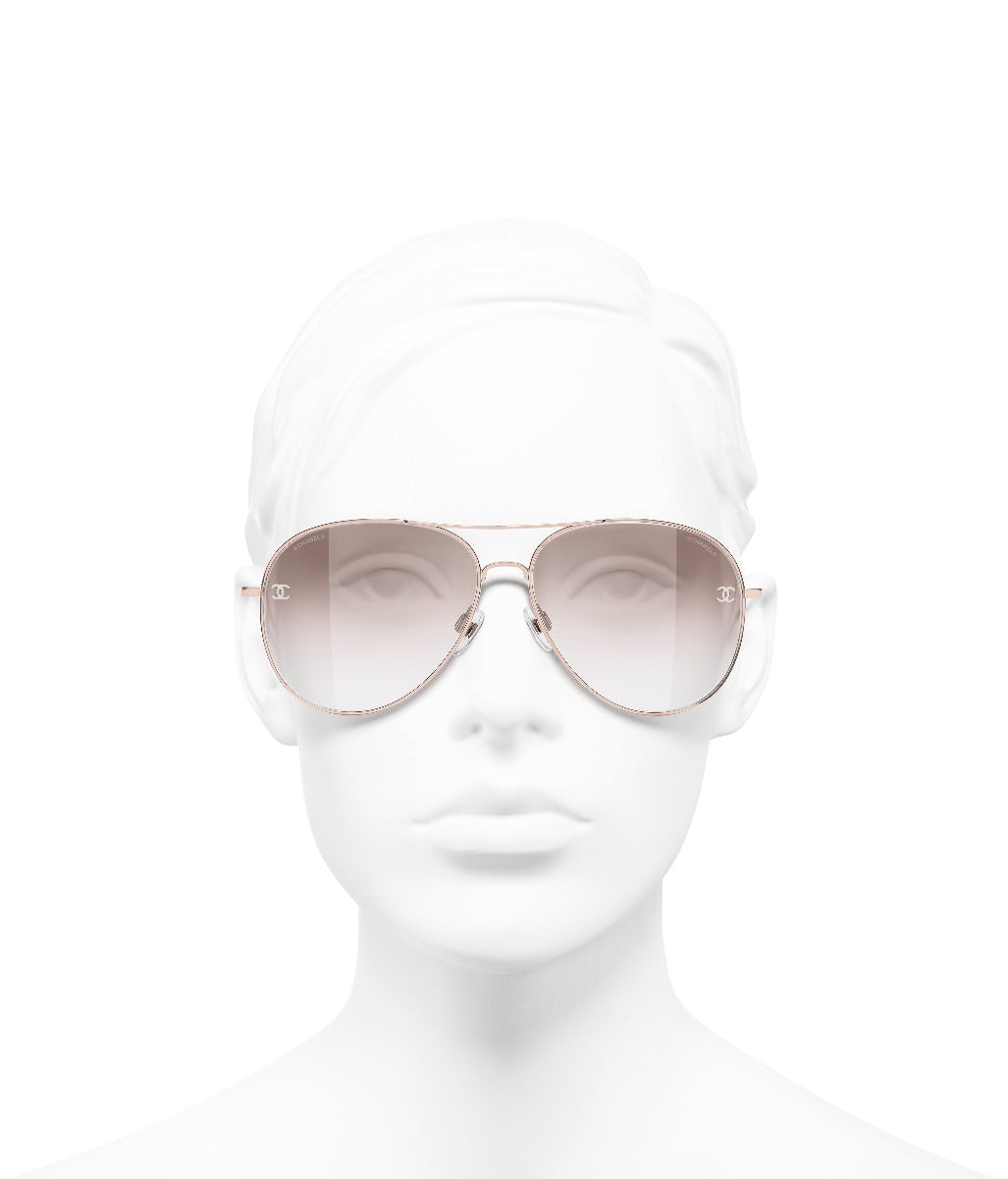 Chanel 4189TQ C117/13 Pink Gold Pilot Sunglasses
