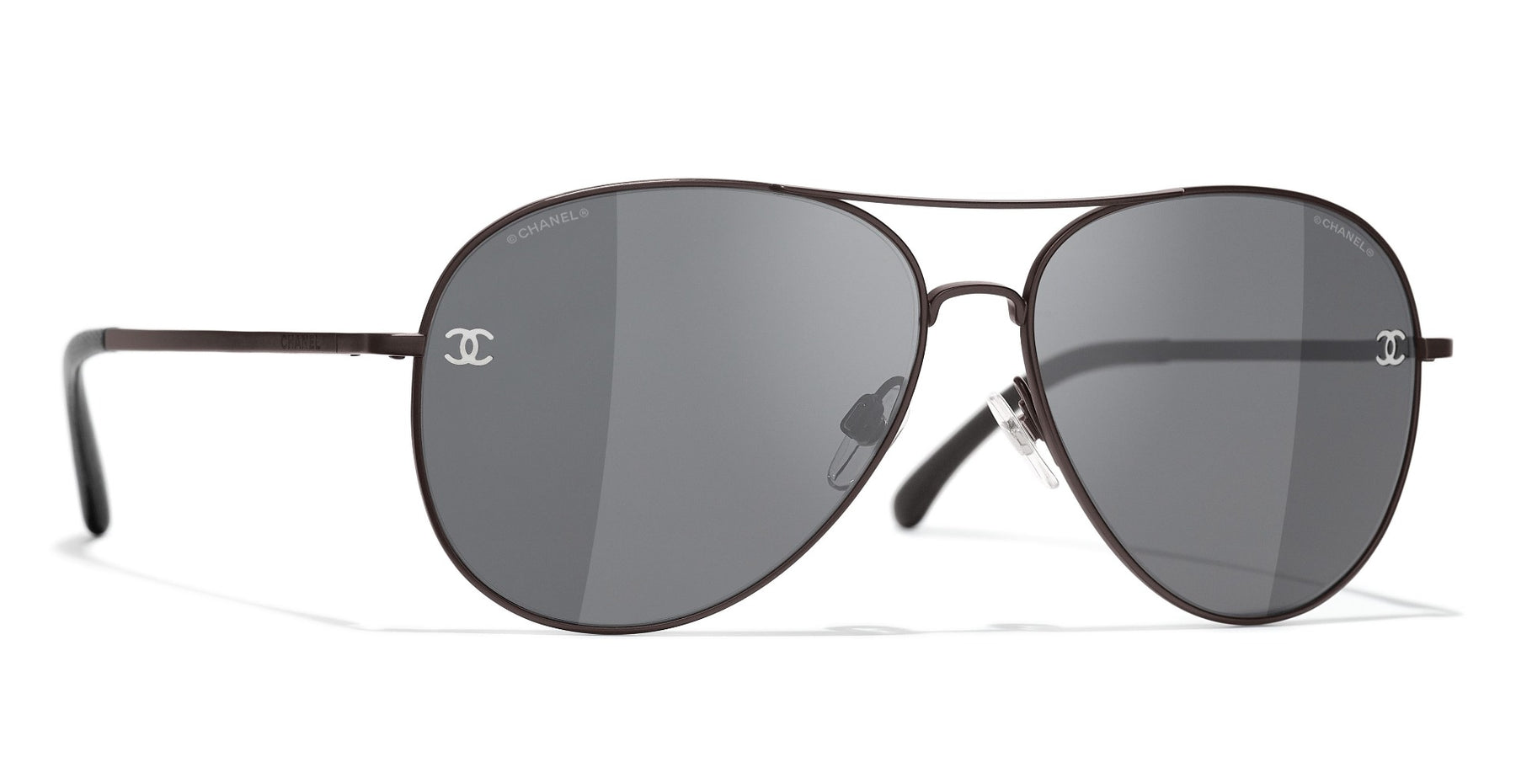 $440 Chanel 4189-T-Q 124/S8 Women Silver Aviator Sunglasses Frame 59-14-135