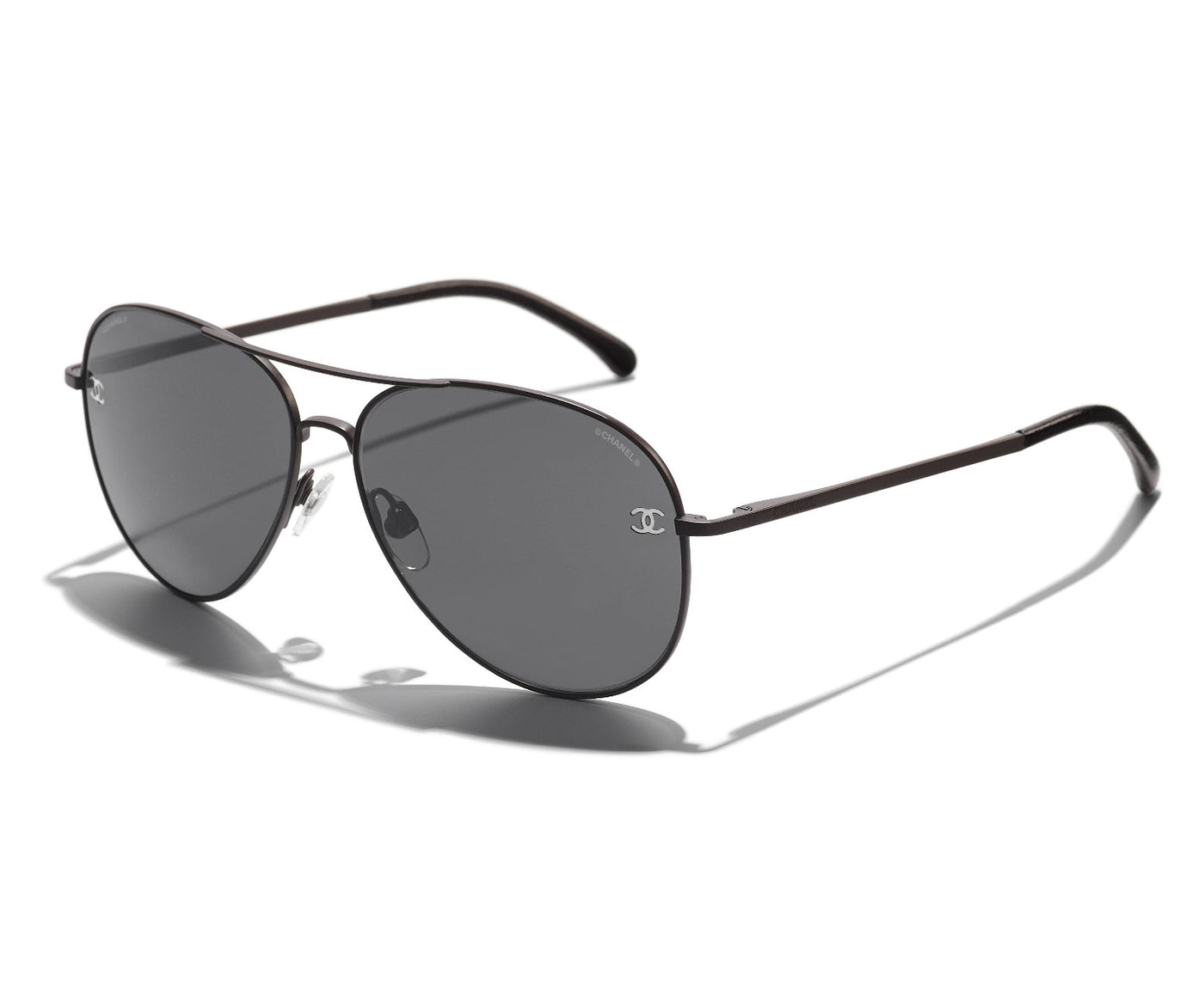 CHANEL 4189TQ Aviator Titanium & Calfskin Sunglasses