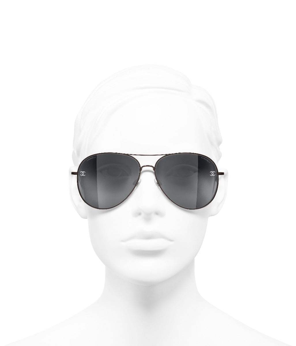 Kanon Fremhævet ubrugt CHANEL 4189TQ Aviator Titanium & Calfskin Sunglasses | Fashion Eyewear US