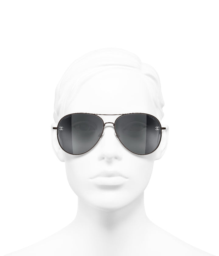 CHANEL 4189TQ Aviator Titanium & Calfskin Sunglasses | Fashion